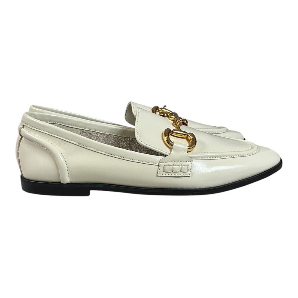 Jeffrey Campbell Ivory Patent Leather Horsebit Loafers